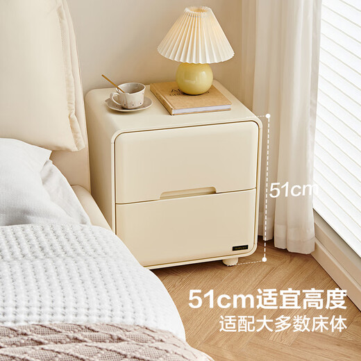 Quanyou Home Cream Style Bedside Table Home Bedroom Storage Cabinet Small Apartment Storage Bedside Cabinet Drawer Type KD