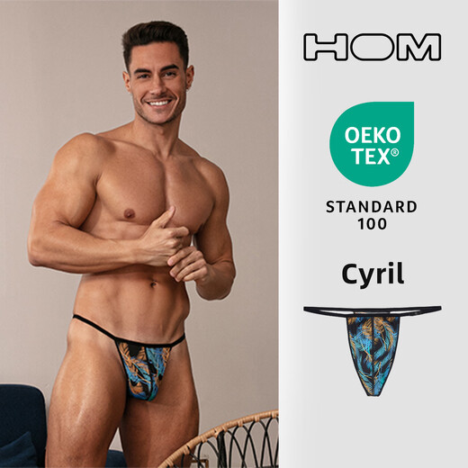 HOM French men's thong low-waist sexy seamless large single thong T-pants nude underwear L