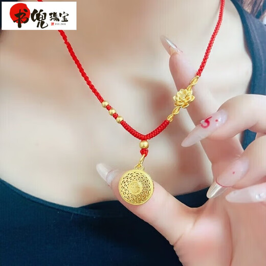 Shudou Old Phoenix 999 gold gold-plated silver eight-treasure compass pendant for women imitation gold lotus transfer beads peace necklace