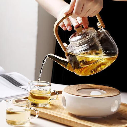 High borosilicate glass teapot kettle can be heated by electric ceramic stove teapot wooden handle kettle home office wooden handle kettle