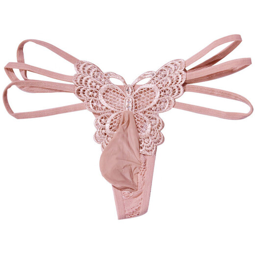 Mozilan large size men's sexy butterfly sexy jj stockings underwear fashion hollow temptation thin straps seamless lace thong black one size butterfly-thong egg bag