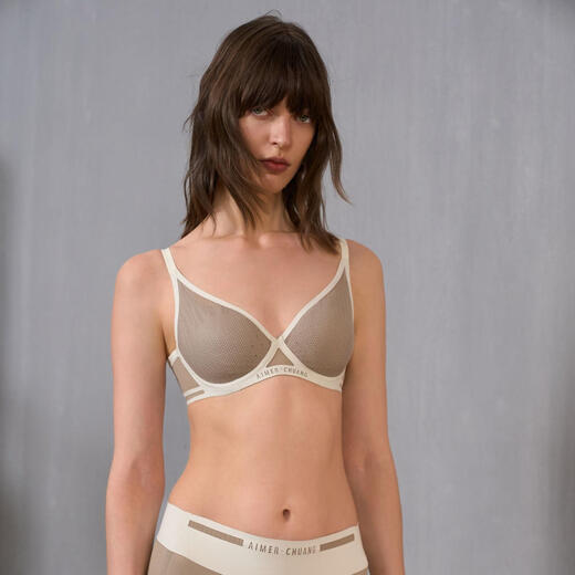 Aimer AIMER/CHUANG Mingdong 5 large breasts simple high-end seamless film cup bra set DY202561 Mingsha brown H0F 80B 160 (110Jin Jin is equal to within 0.5 kg)