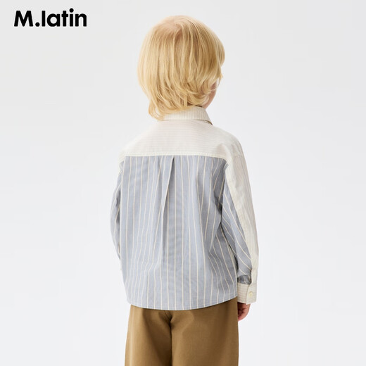 M.Latin Maratin children's clothing children's shirt 26 spring new style boys peek-a-boo literary college style color strip stitching