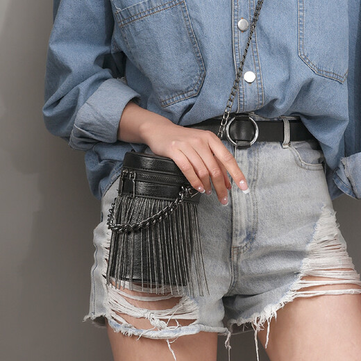 Bag Winter Women's Black Bucket Tassel Bag Fashion Korean Style Shoulder Bag Female Internet Celebrity Black