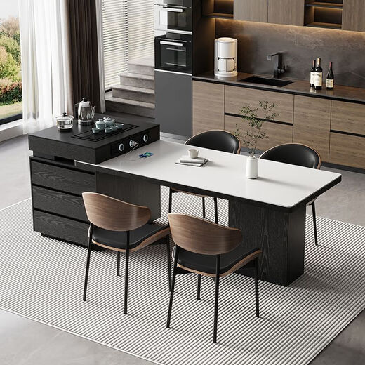 Suzhan island table light luxury minimalist coffee table multi-functional retractable all-in-one office home small apartment slate dining table island table 60cm (total length 1.65m-1.9m) island table dining table (ordinary socket)