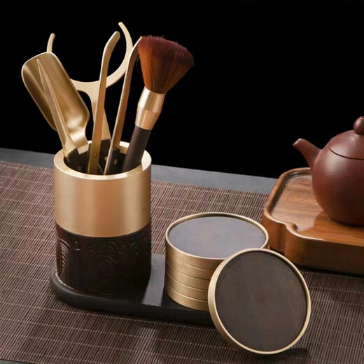 Xingong Home High-end Ebony Brass Tea Ceremony Six Gentlemen Set 6 Gentlemen Kung Fu Tea Accessories Tea Clips Tea Knife Full Tea Making Wave Model Six Gentlemen (Accessories Brass Ebony)