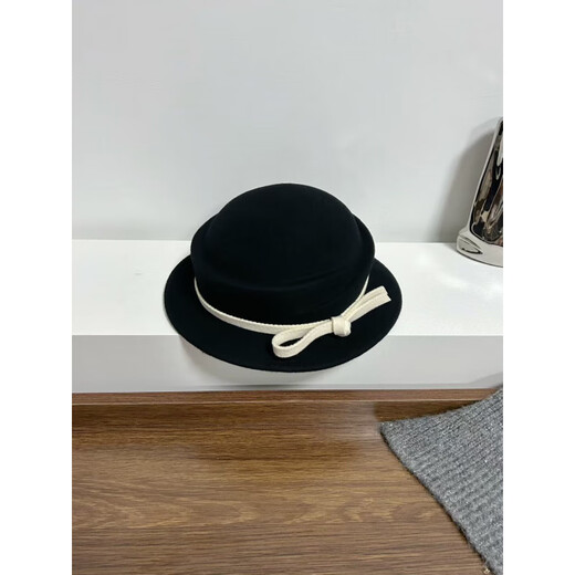 Zhi Yunyan Hepburn style woolen beret women's autumn and winter French retro basin hat wool top hat elegant temperament bow decoration coffee color M 56-58cm