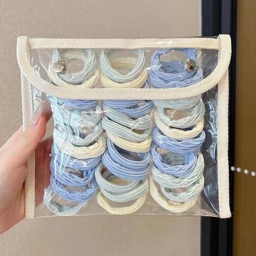 Sea salt blue hair rope, hair rope, hair tie, simple high ponytail rubber band, cute headdress for girls, seamless and high elasticity (opp bag packaging), random color, 10 pcs