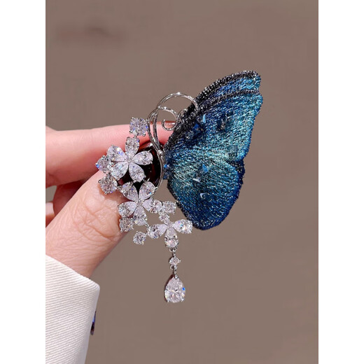 SNQP light luxury crystal flower embroidered butterfly brooch, feminine corsage, creative pin-like accessories gift, crystal flower embroidered butterfly-brooch