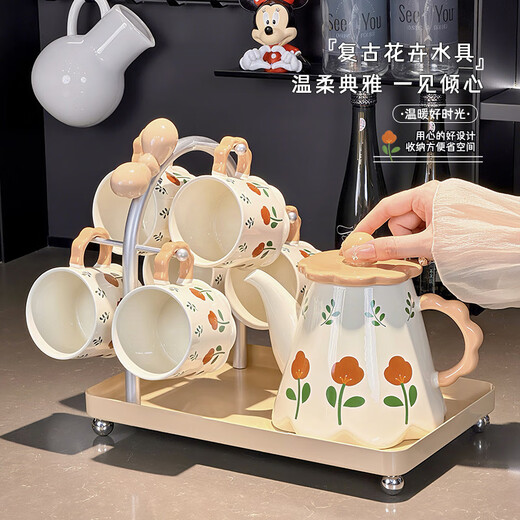 Xibaisheng housewarming gift practical high-end gift tea set home living room drinking cup wedding teapot tea cup complete set gift box tea set 8 pieces 1908