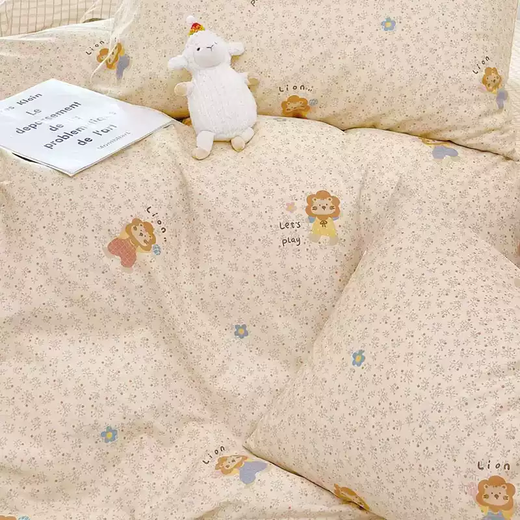 Fantasy custom-made pure cotton children's small quilt cover cushion cover kindergarten mattress cover quilt cover children's bedding three-piece cartoon jungle lion quilt cover 150*180cm