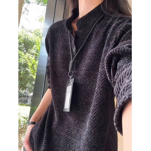 Gray Diagonal Striped Henley Collar Sweatshirt Men's Autumn Heavyweight Small Fragrance Style Polo Shirt T-shirt American Style Bottoming Shirt Gray L 100-120Jin Jin is equal to 0.5 kg
