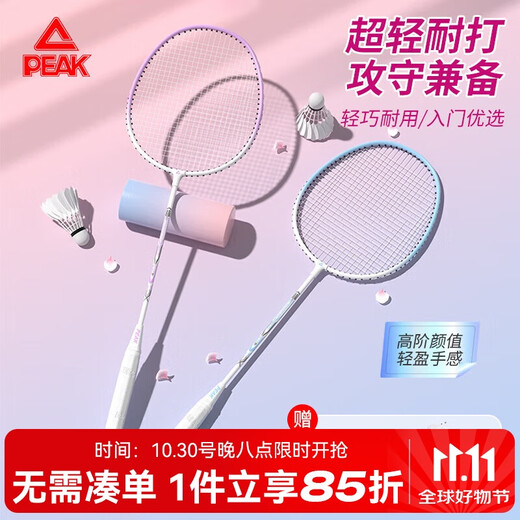 匹克 羽毛球拍对拍耐打成人学生套装训练比赛拍金铠甲 歌鸲蓝/紫色