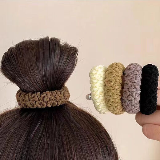 SAHANE Zuoyu thick high elastic hair band rubber band Internet celebrity same style high ponytail head rope durable hair band women's hair accessories thick towel ring black (6 pieces)