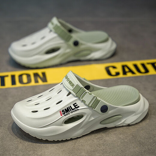 Off-season clearance coconut slippers men's hole sandals anti-slip dual-purpose hollow half-slip beach shoes sports sandals Mint Mamba 42