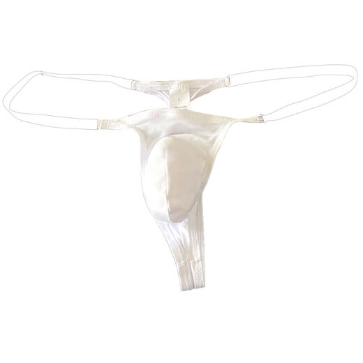 New men's thong summer ice silk fabric sexy pure desire men's invisible thong underwear comfortable low-waisted T-pants 3 pieces white + black + green M90-110Jin Jin equals 0.5 kg