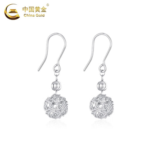 CHINA GOLD PT950 platinum wire-wound small ball ear hooks for women, summer high-end Valentine's Day birthday gift for girlfriend and wife, one pair of wire-wound small ball ear hooks, about 4g