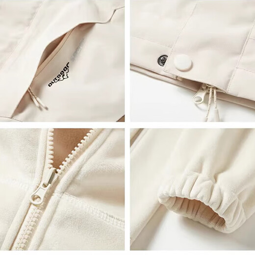 Woodpecker (TUCANO) three-in-one jacket jacket for men and women 2025 autumn and winter new outdoor removable velvet windproof mountaineering jacket white black removable liner 2XL