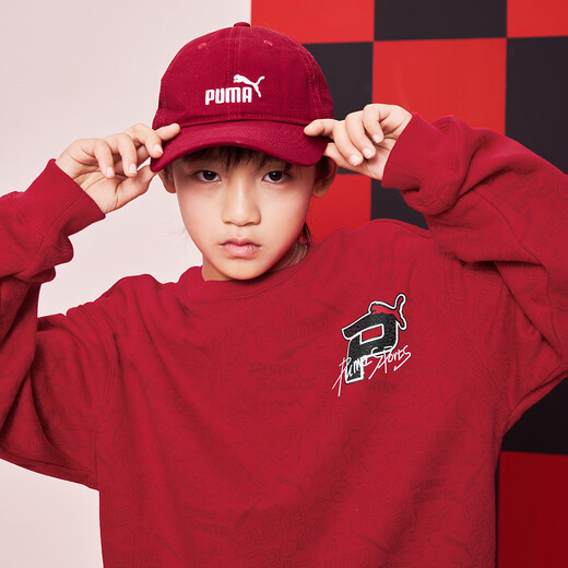 Puma (PUMA) Puma official authentic new children's boys autumn and winter long-sleeved sweatshirt round neck casual fashion red tone 00366 165