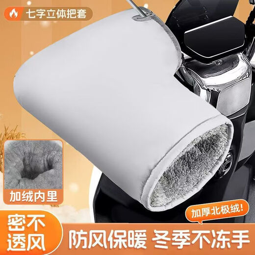 Yangpeng Electric Vehicle Gloves Driving Folding Electric Vehicle Gloves Windproof Warm Waterproof Windshield Gloves Plus Velvet Thickened Cotton Handle Cover Black + Double Handles