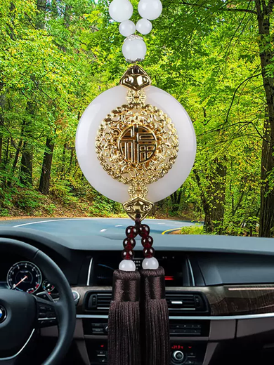 Yusenyi high-end car pendant car rearview mirror pendant 2025 Internet celebrity car pendant car high-end car hollow Ping An Fu red tassel