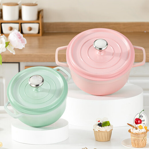 Fat Donglai same style pink high-looking pot household non-stick pot enamel pot kitchen double-ear soup pot induction cooker gas universal pink enlarged 24CM