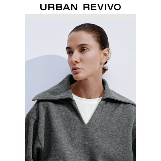UR2025 hiver nouvelle mode femme Simple décontracté couleur unie sweat ample UWM450194 gris foncé gris S