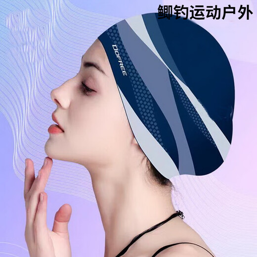 Xufeng silicone swimming cap for women, plus size, waterproof, non-stretching, long hair, fashionable and comfortable, ear protection, adult women's swimming cap, cat black + swimming goggles + nose clip earplugs (set is more affordable)