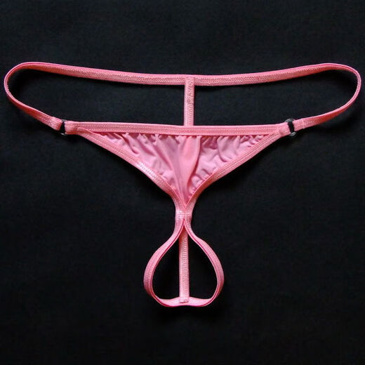 Sexy underwear can be inserted into gay men's hollow open T-pants men's low-waist transparent open T-pants men's 0 underwear white S