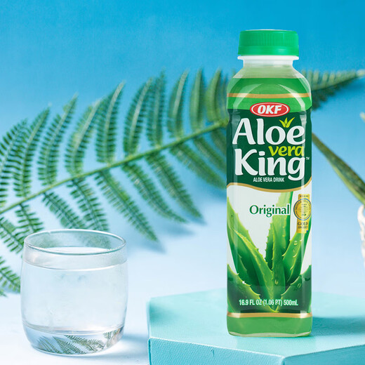OKF imported from South Korea Aloe Vera Drink 500ml*4 bottles 8% Aloe Vera Gel crispy particles