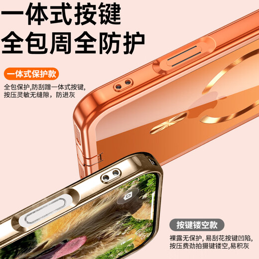 Shuoyan comes with dust-proof plug, suitable for Apple 17promax mobile phone case, new frosted transparent silicone soft-edge lens protection, anti-fall, light and thin heat dissipation, advanced case for men and women, Xingyu Orange, integrated button-comes with lens film iPhone 17 Pro Max