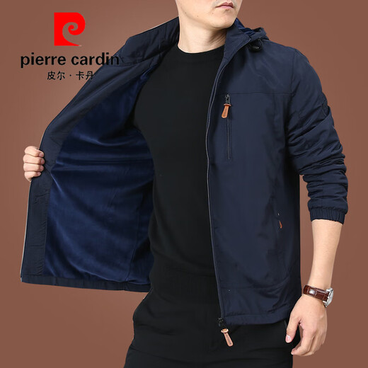 Pier Cardin Herrenjacke Herbst Casual Jacket Herren Spring Herrenkleidung 2025 Neue Herbst -Top 9898 [Schwarz] Abnehmbare Kappe - kein zusätzlicher Preis plus Samt M 170spezifikationen (120jin [Jin entspricht ca. 0,5 kg]))