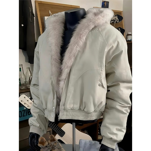 Legend of the Western Regions Cleanfit Mountain Carving Fur Collar Cotton Jacket Men's Jacket Autumn and Winter 2025 New Thickened Down Hooded Cotton Clothes Black