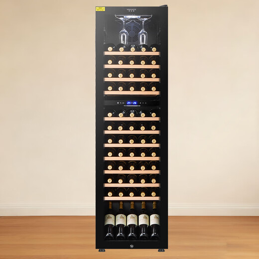 VINGARDE wine cabinet constant temperature wine cabinet dual-temperature refrigerator beverage ice bar compressor refrigeration air-cooled frost-free household tea beverage liquor wine fruit preservation refrigerated display cabinet CH-208 dual temperature hanging cup rack wine cabinet 60 bottles