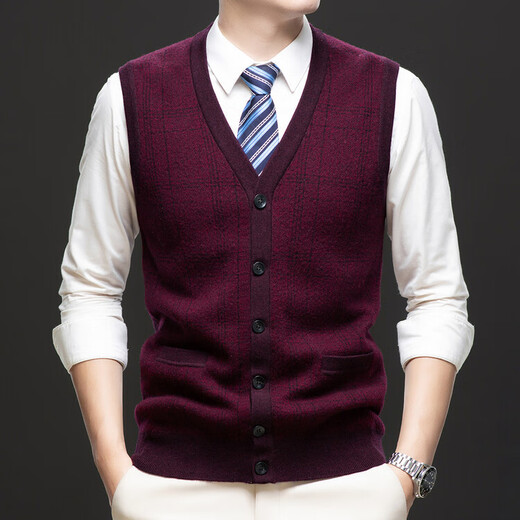 Ordo Cashmere Vest Men's Thickened Wool Sweater Warm Sleeveless Dad's Clothing Middle-aged and Elderly Clothes Sweater Armor for Men Mituo XL 180