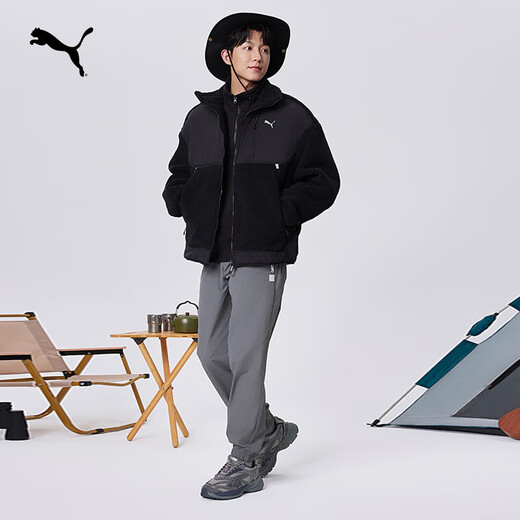 PUMA thickened cold insulation and warm imitation sherpa jacket for men and women autumn and winter stand collar jacket top 629733