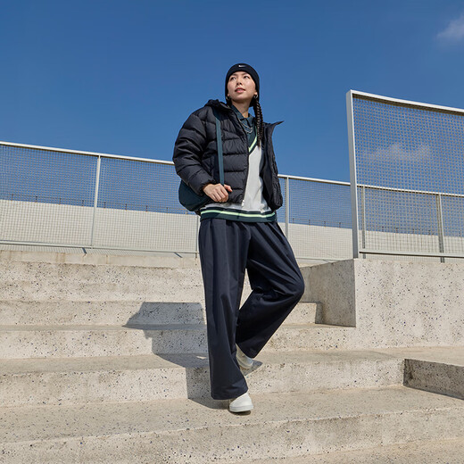 Nike Women's Windproof Down Jacket Hooded Jacket Winter Warm Printed Water-Repellent Jacket NIKE DQ5904 010 Black/Black/White S