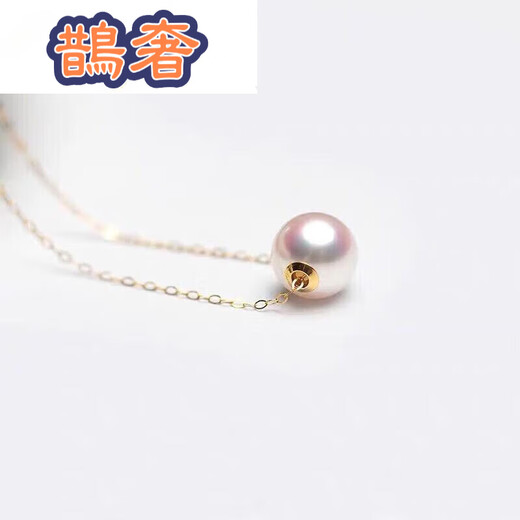 Queshe seawater pearl necklace single clavicle chain specially selected goddess pendant clavicle passerby perfect circle pendant 8-8.5mm