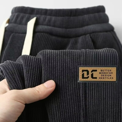 Corduroy pants men's autumn and winter thickened velvet loose casual pants men's trendy versatile large size sports pants factory direct sales clearance K264 plus velvet style black 4XL recommended weight 160-170Jin Jin equals 0.5 kg can be worn