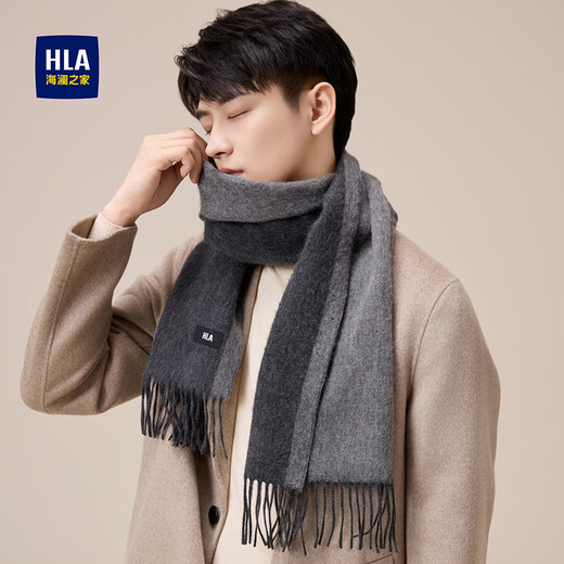 Heilan House (HLA) scarf for men, pure cashmere, fashionable, outdoor, warm and cold-proof, cycling trend, gift to boyfriend in winter, sky gray, one size fits all