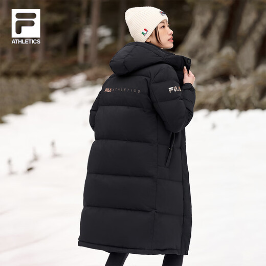FILA official women's mid-length down jacket 2025 winter 90 goose down high-pile 740+ warm and cold-proof jacket