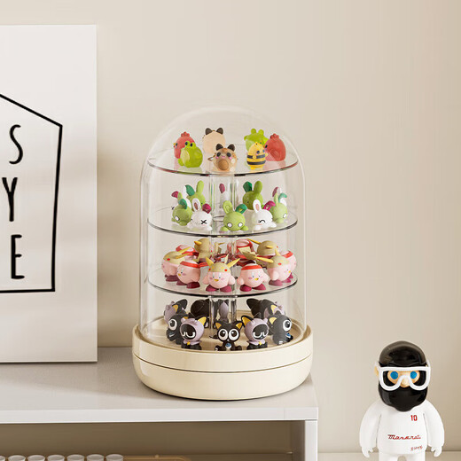 Cabinet Cute Bubble Mart Display Box Rotating Blind Box Ornament Display Cabinet Dustproof Acrylic Transparent Storage Box Sweet Heart Powder Large Size Free Glue (360 Rotations)