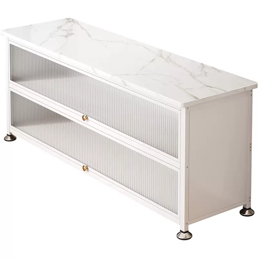 Yusenyi kitchen shelf removable slate dining table side cabinet microwave pot storage storage multi-layer functional bowl cabinet extra wide thickened slate 3 layers elegant white (length 80 width 45 height 80) bold and extra wide 3 layers