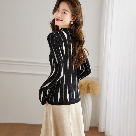 Shexi (Srcr) 100% cashmere half turtleneck cashmere sweater women's short soft waxy bottoming sweater spring and autumn knitted sweater