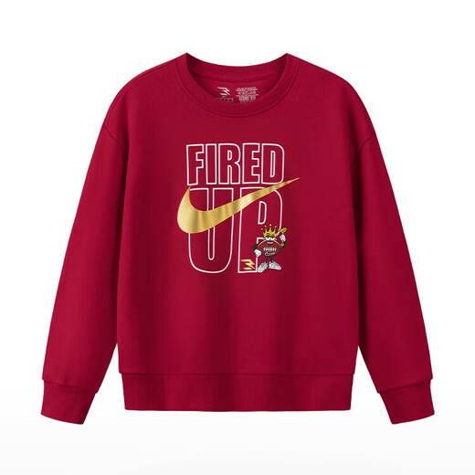 NIKE Nike Girls' Velvet Sweater Set Winter 2025 New Boys' Sports Cotton Two-piece Set Children's Long Sleeve College Red 2245 Autumn and Winter Velvet Style High Weight 150/M Recommended Height 140-152cm