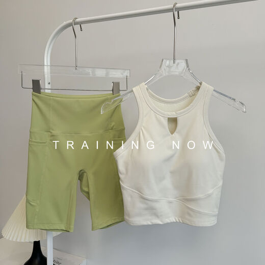 Fitness suit for women, summer all-in-one yoga vest, nude hip lifting running sports cycling pants, white + gray S