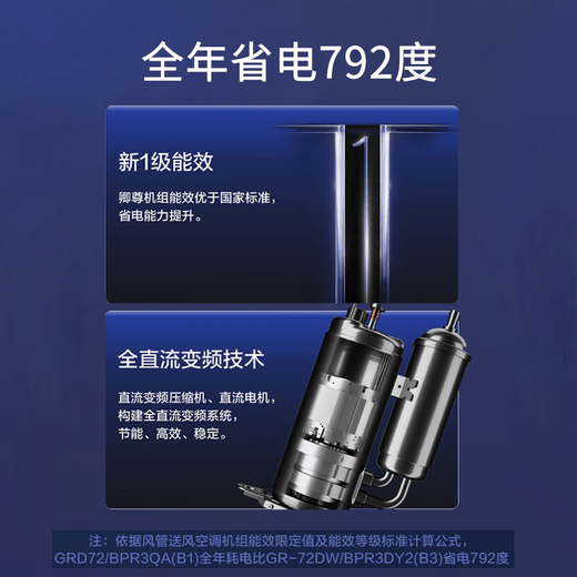 奥克斯（AUX）【国家补贴20%】中央空调风管机3P2P1.5P一拖一家用客厅空调嵌入式0元安装变频冷暖空调一级能效 大3匹 一级能效+超薄+全直流变频【语音操控】