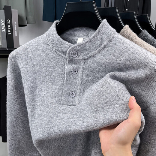 TOME BORNEK high-end tome Henry collar sweater men's autumn and winter new half-cardigan sweater men's top American style M9839 camel M