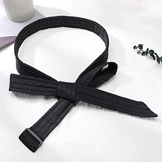 Qumuye down jacket belt women's decorative strap universal casual quilted belt waist women's all-match cotton jacket waist belt black matte down jacket belt about 170 cm