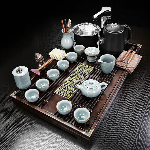 Qixuanyuan Kung Fu tea set kettle integrated fully automatic tea making set household tea tray high-end tea table solid wood tea sea